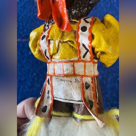 VTG 80’ Handcrafted Artisan Made Native Boy on Wooden Stand. Nancy Creates. OOAK - Picture 6 of 10